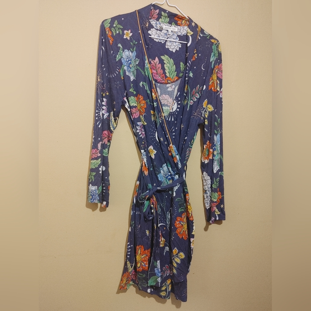 Johnny Was Lounge Aurora Borealis Sleepwear Robe Orbit Purple Size Medium